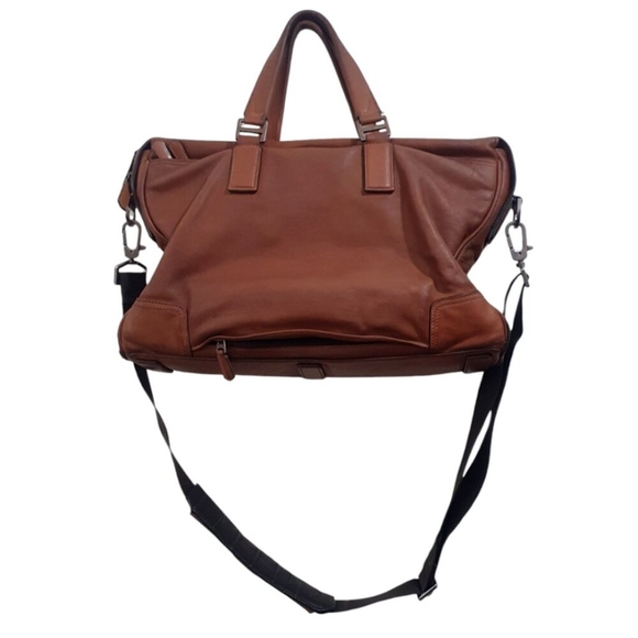 Tumi Beacon Hill Irving Slim Briefs Business Tan Leather Messenger Bag - Picture 3 of 16